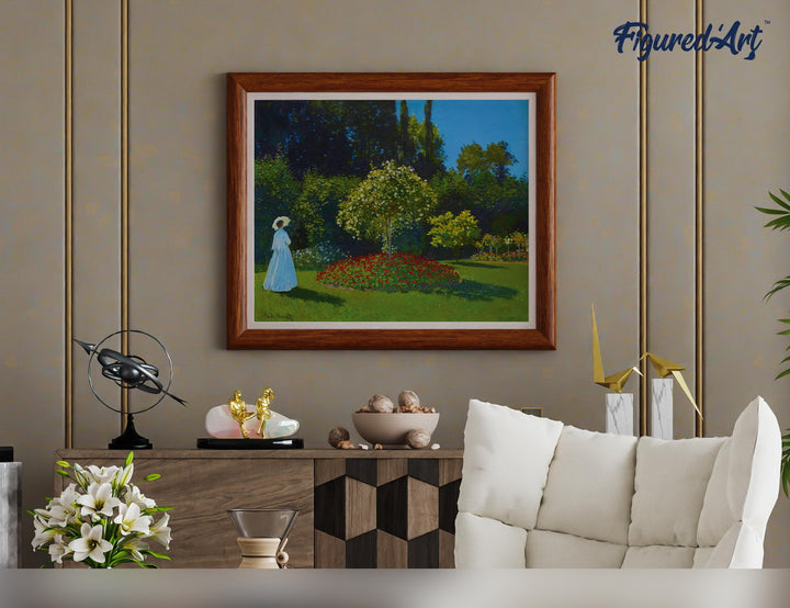Malen nach Zahlen 40x50cm auf Keilrahmen gespannt Figured’Art Frau im Garten – Monet - Kidis Art