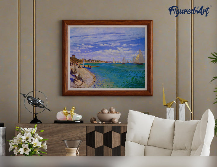 Malen nach Zahlen 40x50cm auf Keilrahmen gespannt Figured’Art Regatta bei Sainte–Adresse – Monet - Kidis Art