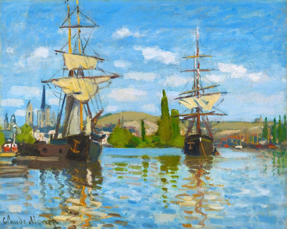 Kreuzstich 32x40cm – Schiffe auf der seine in Rouen – Monet - Kidis Art