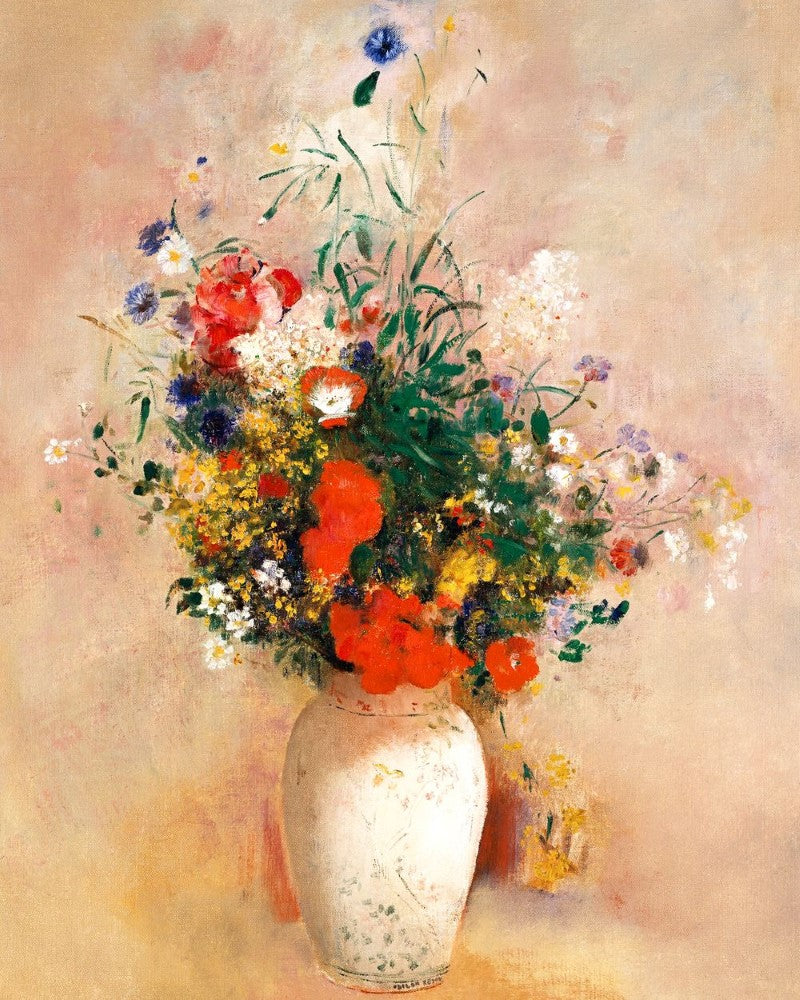 Kreuzstich 32x40cm – Vase mit Blumen – Odilon Redon - Kidis Art