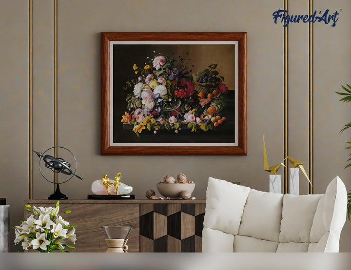 Malen nach Zahlen 40x50cm auf Keilrahmen gespannt Figured’Art Blumen und Obst – Severin Roesen - Kidis Art
