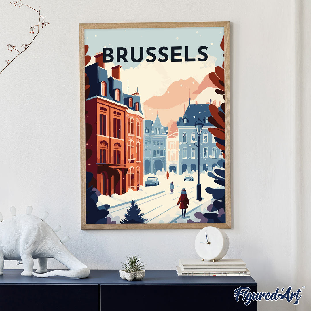 Malen nach Zahlen 40x50cm auf Keilrahmen gespannt Figured’Art Vintage-Poster Brüssel - Kidis Art