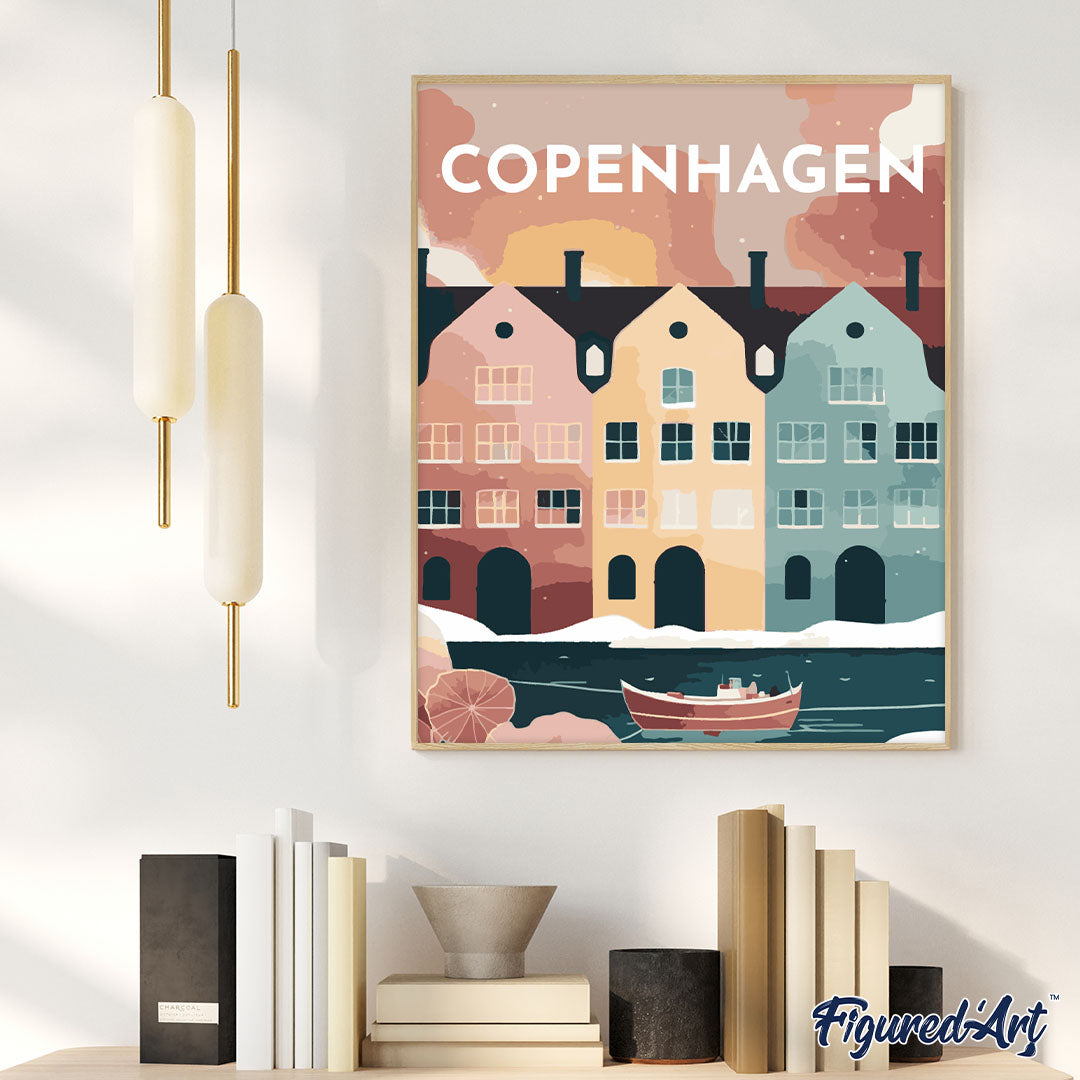 Malen nach Zahlen 40x50cm ohne Keilrahmen Figured’Art Vintage-Poster Kopenhagen - Kidis Art