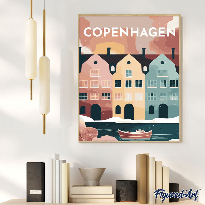 Malen nach Zahlen 40x50cm ohne Keilrahmen Figured’Art Vintage-Poster Kopenhagen - Kidis Art