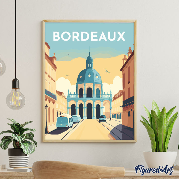 Malen nach Zahlen 40x50cm auf Keilrahmen gespannt Figured’Art  Vintage-Poster Bordeaux - Kidis Art