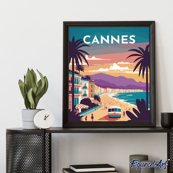 Malen nach Zahlen 40x50cm ohne Keilrahmen Figured’Art Vintage-Poster Cannes - Kidis Art