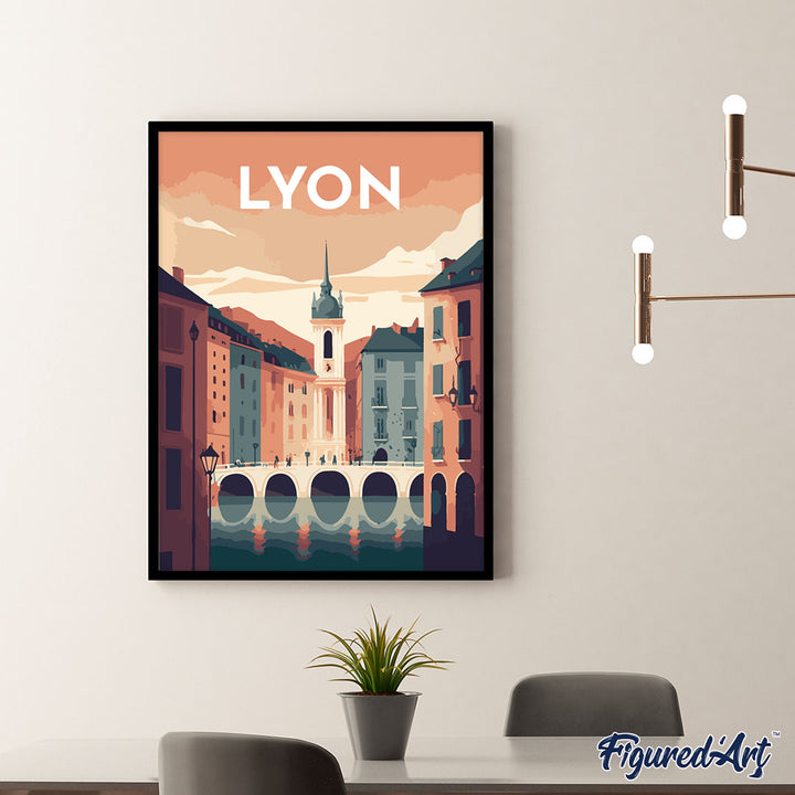 Malen nach Zahlen 40x50cm ohne Keilrahmen Figured’Art Vintage-Poster Lyon - Kidis Art