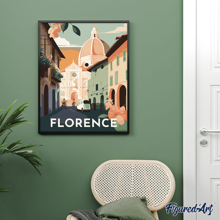 Malen nach Zahlen 40x50cm auf Keilrahmen gespannt Figured’Art Reiseplakat Florenz - Kidis Art