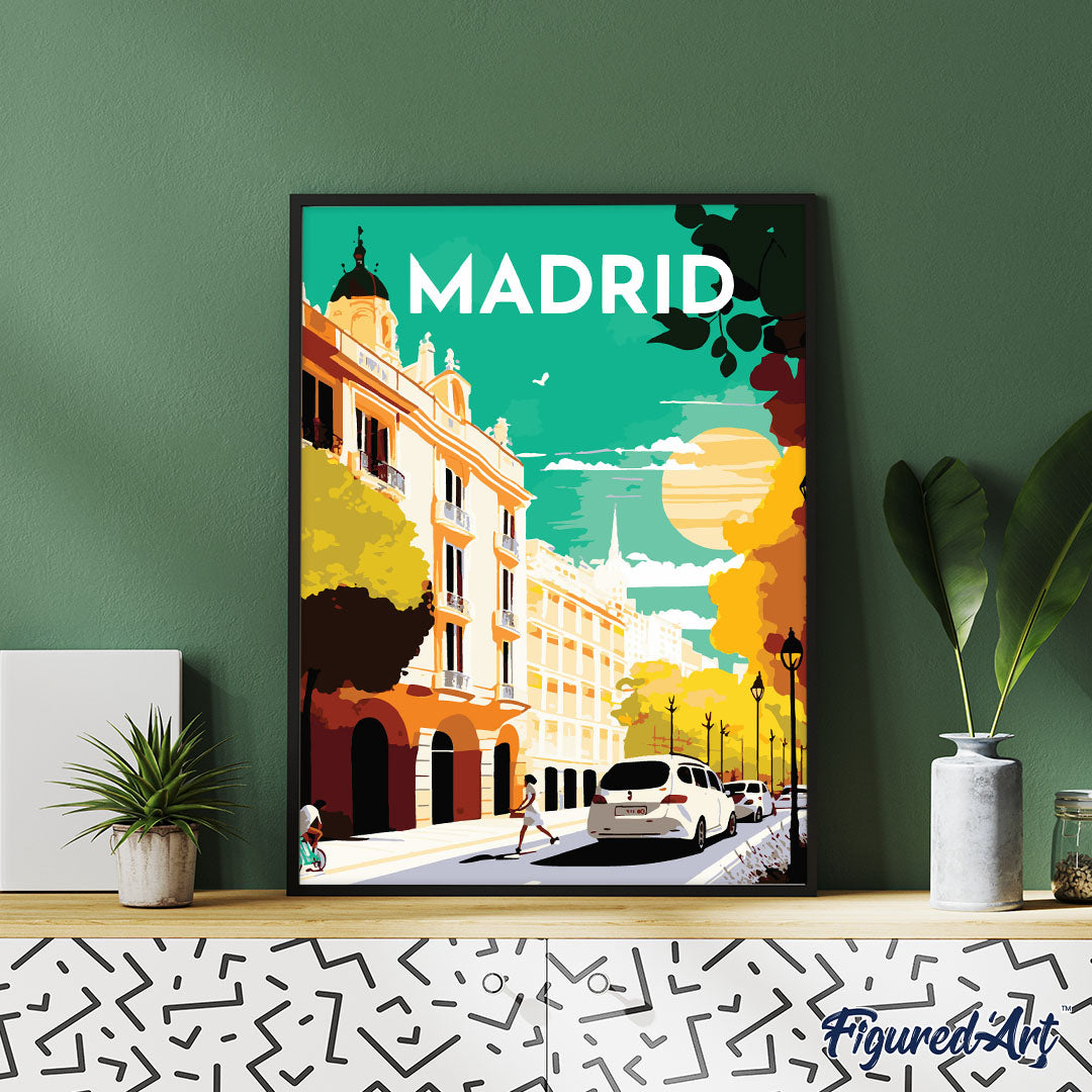 Malen nach Zahlen 40x50cm ohne Keilrahmen Figured’Art Vintage-Poster Madrid - Kidis Art