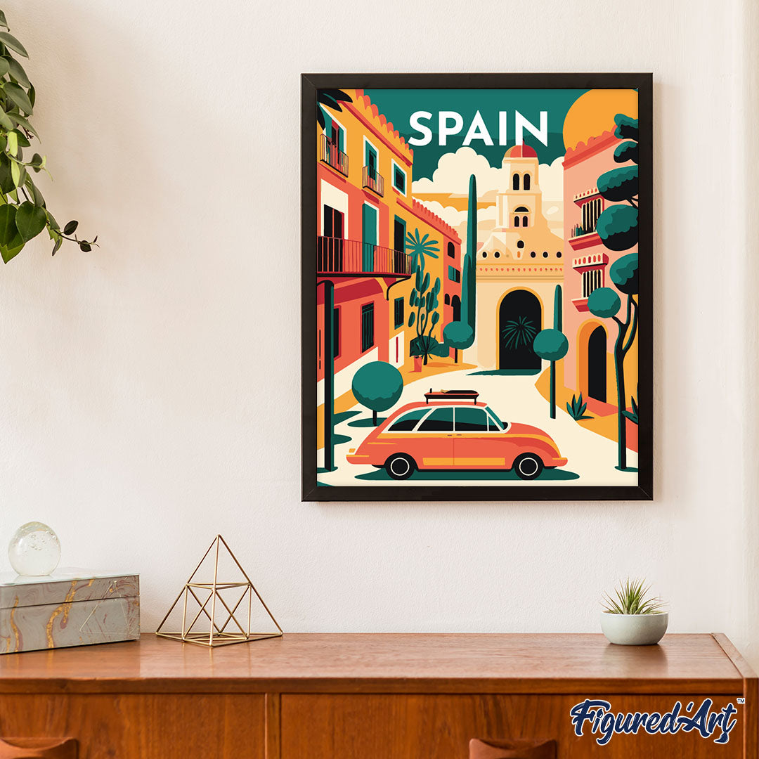 Malen nach Zahlen 40x50cm ohne Keilrahmen Figured’Art Reiseplakat Sevilla - Kidis Art