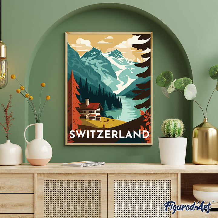 Malen nach Zahlen 40x50cm ohne Keilrahmen Figured’Art Vintage-Poster Bern - Kidis Art