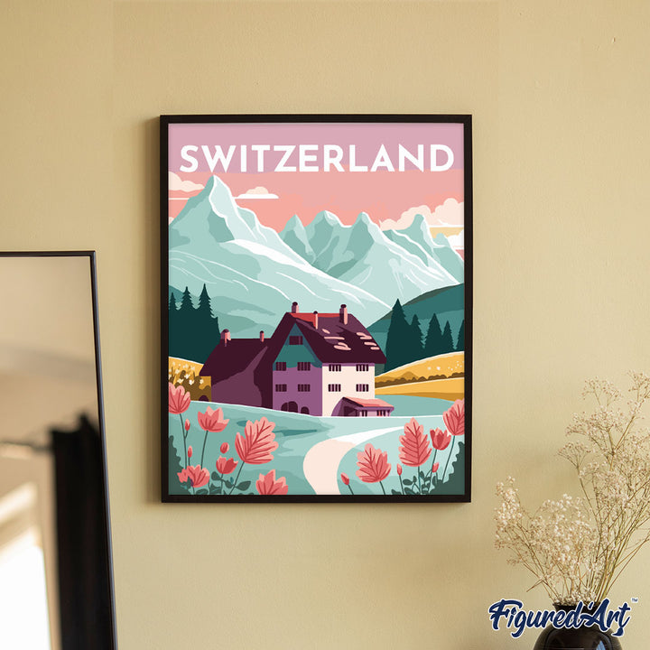 Malen nach Zahlen 40x50cm ohne Keilrahmen Figured’Art Vintage-Poster Luzern - Kidis Art