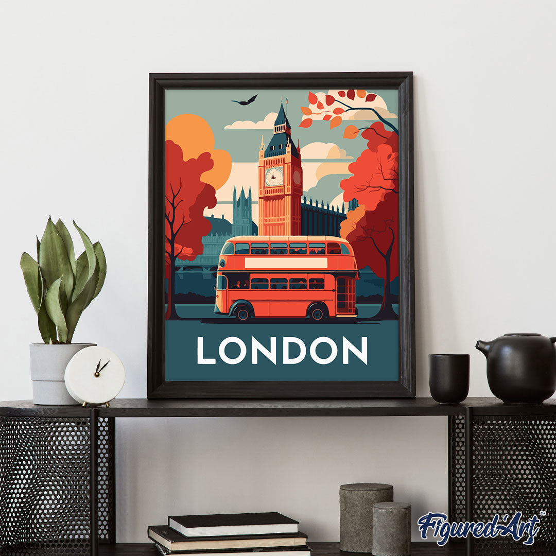 Malen nach Zahlen 40x50cm auf Keilrahmen gespannt Figured’Art Reiseposter London - Kidis Art