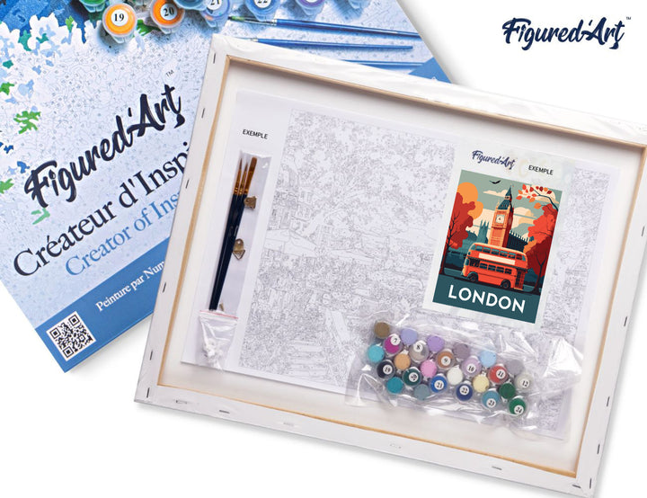 Malen nach Zahlen 40x50cm auf Keilrahmen gespannt Figured’Art Reiseposter London - Kidis Art