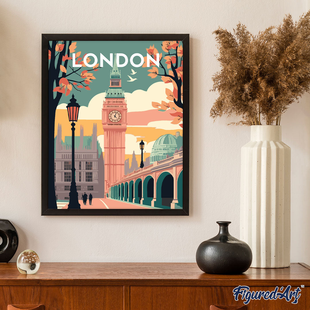Malen nach Zahlen 40x50cm ohne Keilrahmen Figured’Art Reiseposter London 2 - Kidis Art
