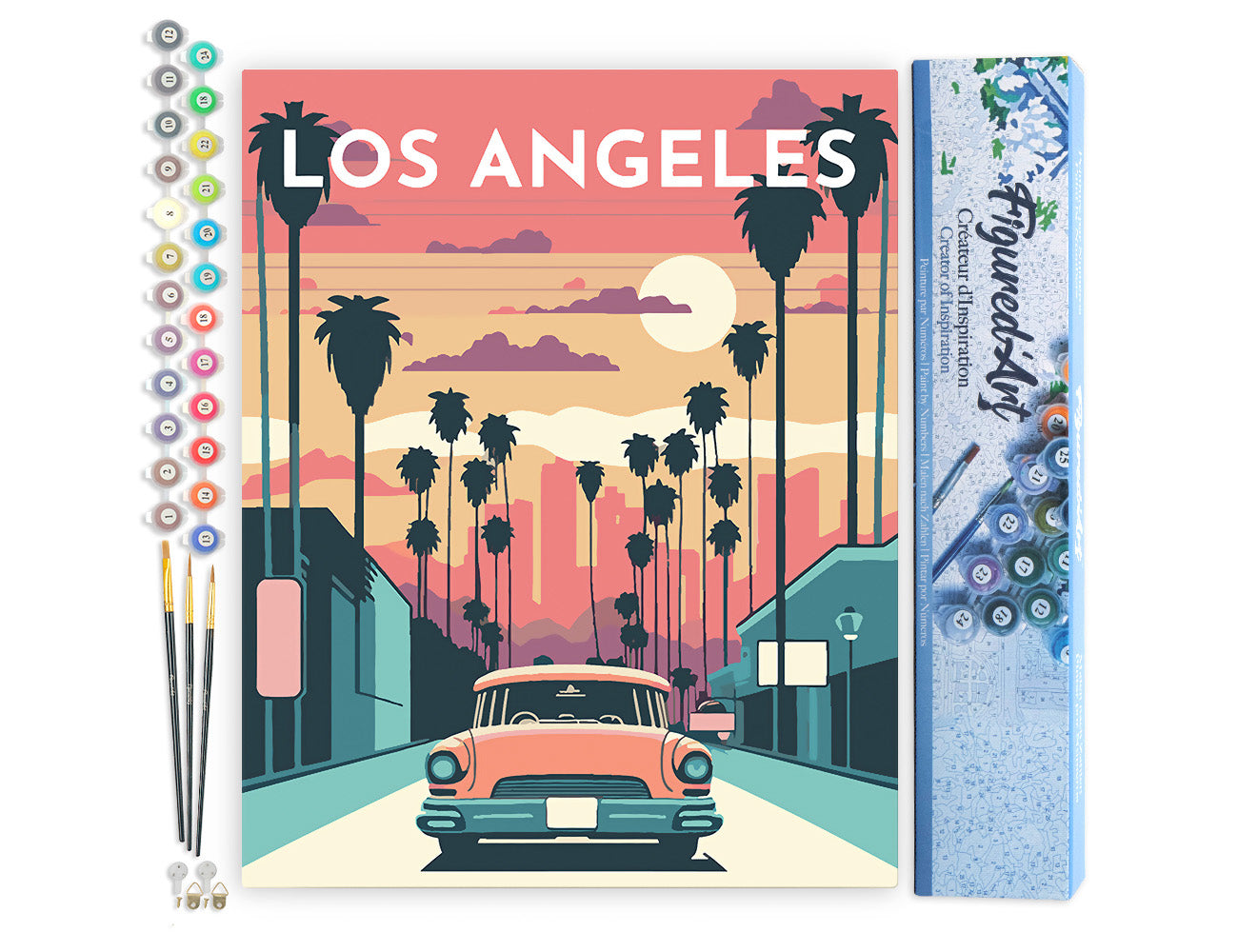 Malen nach Zahlen 40x50cm ohne Keilrahmen Figured’Art Vintage-Poster Los Angeles - Kidis Art