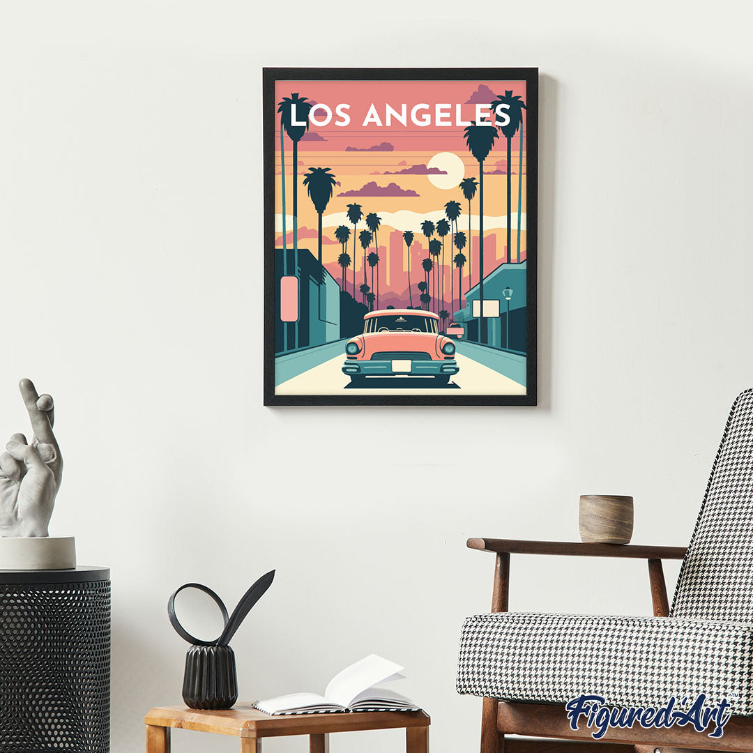 Malen nach Zahlen 40x50cm ohne Keilrahmen Figured’Art Vintage-Poster Los Angeles - Kidis Art