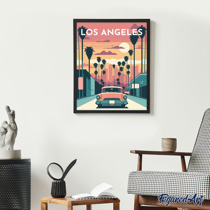 Malen nach Zahlen 40x50cm ohne Keilrahmen Figured’Art Vintage-Poster Los Angeles - Kidis Art
