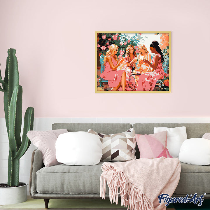 Malen nach Zahlen 40x50cm auf Keilrahmen gespannt Figured’Art Toast der Divas im Garten - Kidis Art