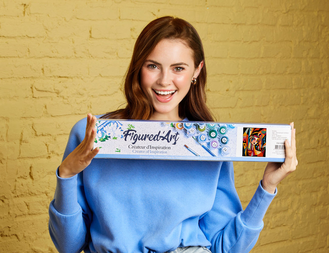 Malen nach Zahlen 40x50cm ohne Keilrahmen Figured’Art Art-Deco-Frau mit einem Glas - Kidis Art