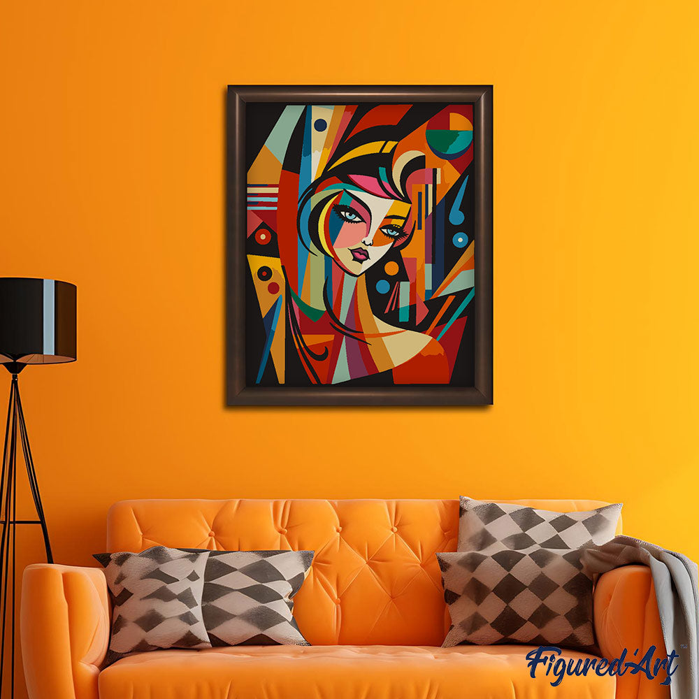 Malen nach Zahlen 40x50cm ohne Keilrahmen Figured’Art Art-Deco-Frau mit einem Glas - Kidis Art
