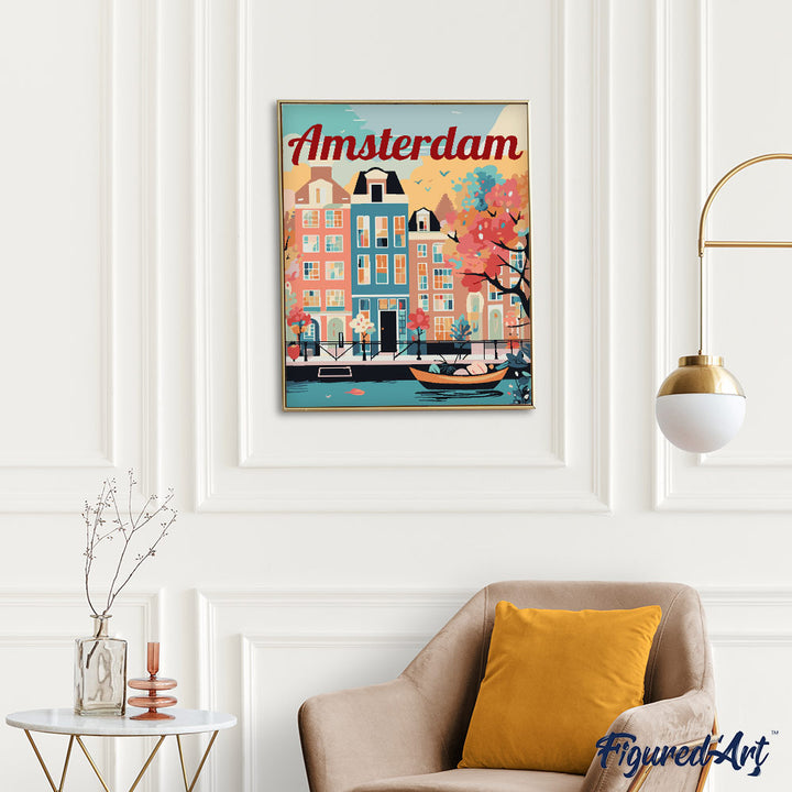 Malen nach Zahlen 40x50cm ohne Keilrahmen Figured’Art Bunte Gotische Häuser - Kidis Art