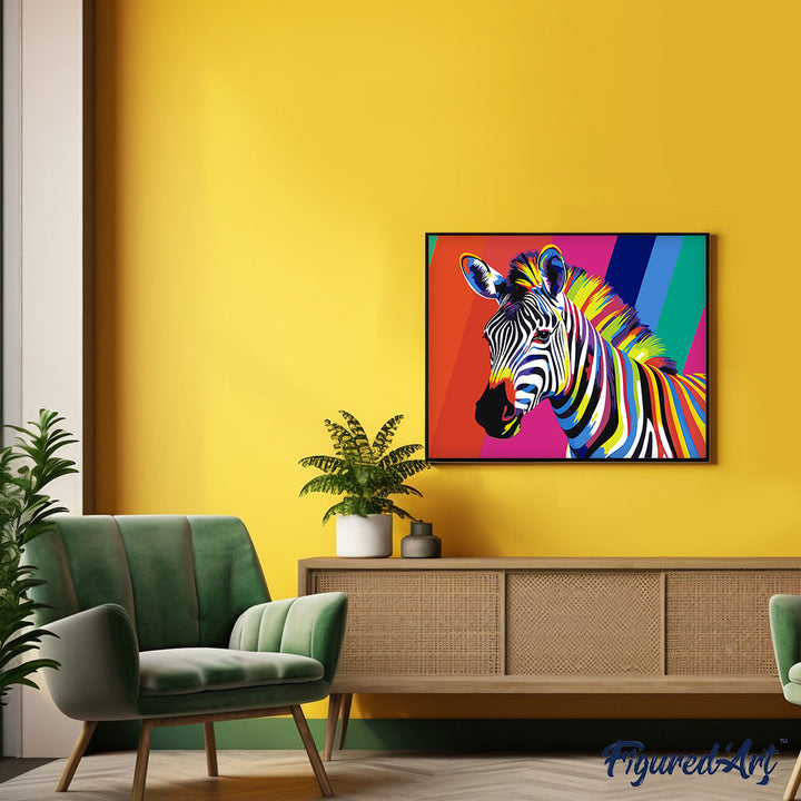 Malen nach Zahlen 40x50cm auf Keilrahmen gespannt Figured’Art Pop Art Zebra Streifen - Kidis Art