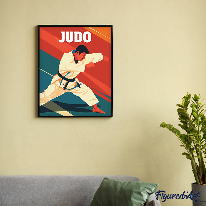 Malen nach Zahlen 40x50cm auf Keilrahmen gespannt Figured’Art Sportposter Judo - Kidis Art