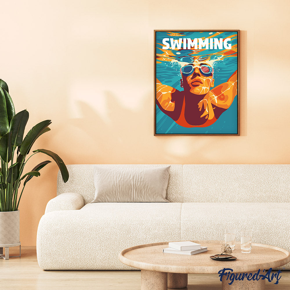 Malen nach Zahlen 40x50cm ohne Keilrahmen Figured’Art Sportposter Badminton - Kidis Art