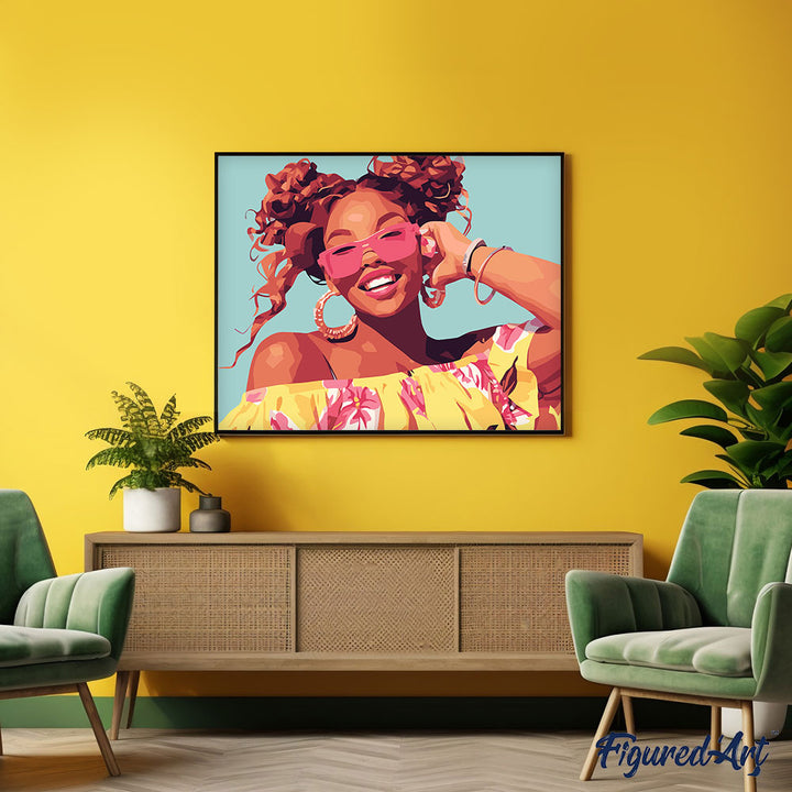 Malen nach Zahlen 40x50cm auf Keilrahmen gespannt Figured’Art Helles Lachen - Kidis Art