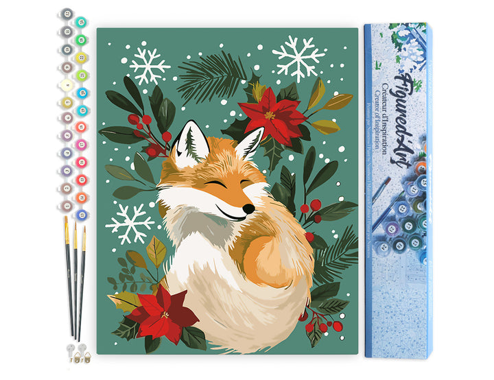 Malen nach Zahlen 40x50cm ohne Keilrahmen Figured’Art Kleiner Weihnachts-Fuchs - Kidis Art