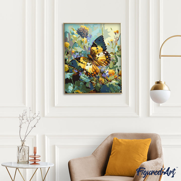 Malen nach Zahlen 40x50cm ohne Keilrahmen Figured’Art Janetta Forester Schmetterling - Kidis Art