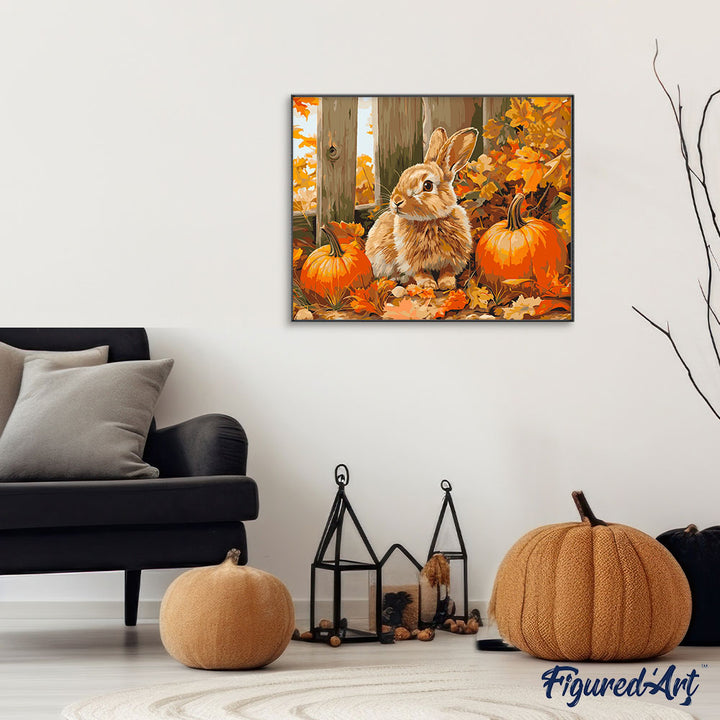 Malen nach Zahlen 40x50cm ohne Keilrahmen Figured’Art Kaninchen und Kürbisse - Kidis Art