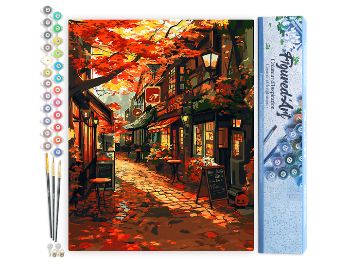Malen nach Zahlen 40x50cm ohne Keilrahmen Figured’Art Kaffeestraße im Herbst - Kidis Art