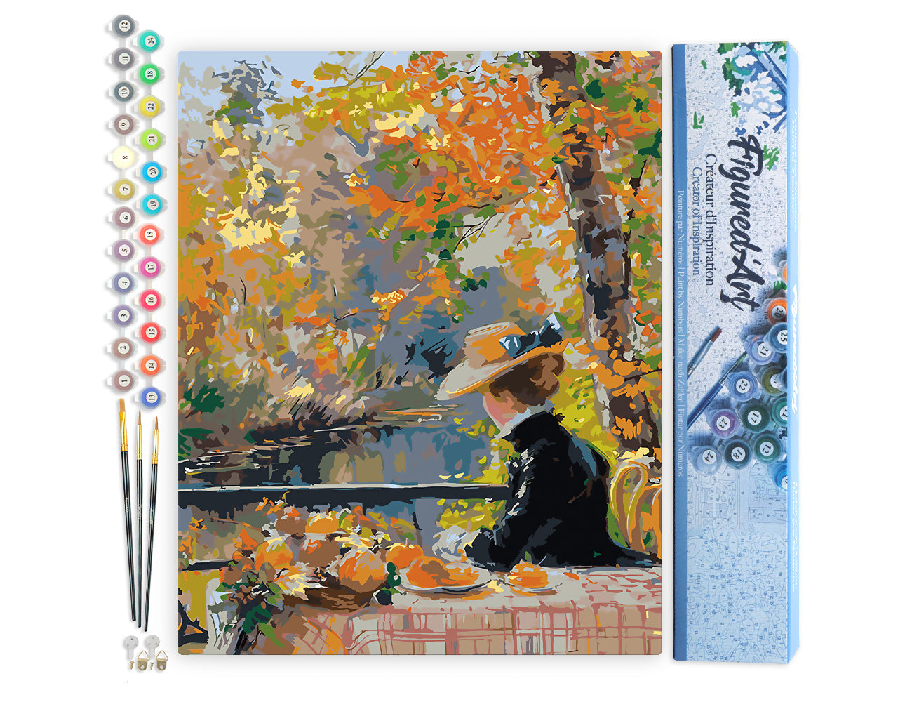 Malen nach Zahlen 40x50cm ohne Keilrahmen Figured’Art Von Renoir inspirierte Frau im Herbst - Kidis Art