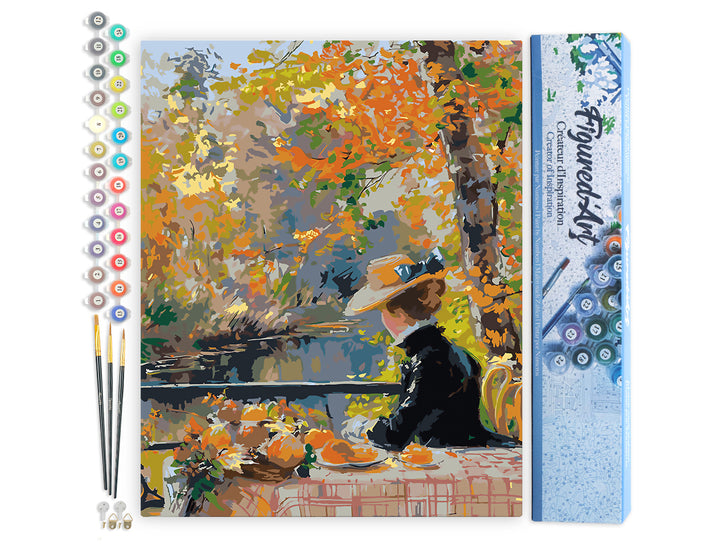 Malen nach Zahlen 40x50cm ohne Keilrahmen Figured’Art Von Renoir inspirierte Frau im Herbst - Kidis Art