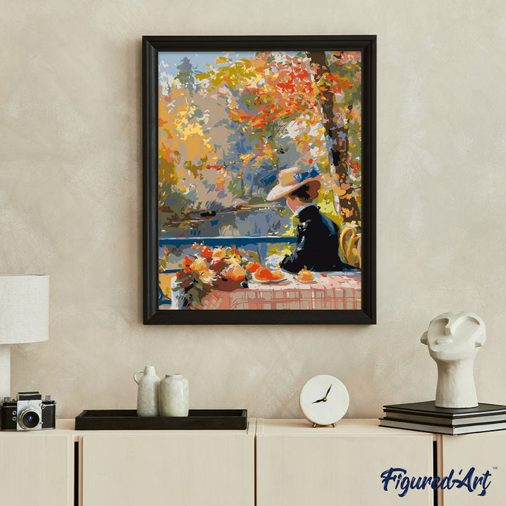 Malen nach Zahlen 40x50cm auf Keilrahmen gespannt Figured’Art Von Renoir inspirierte Frau im Herbst - Kidis Art