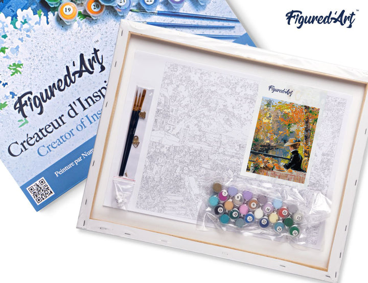 Malen nach Zahlen 40x50cm auf Keilrahmen gespannt Figured’Art Von Renoir inspirierte Frau im Herbst - Kidis Art