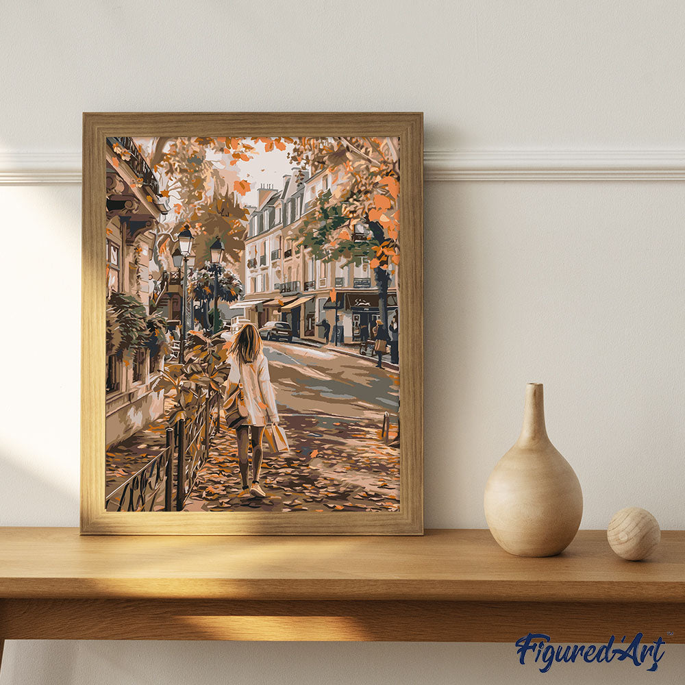Malen nach Zahlen 40x50cm ohne Keilrahmen Figured’Art Herbsttag in der Stadt - Kidis Art