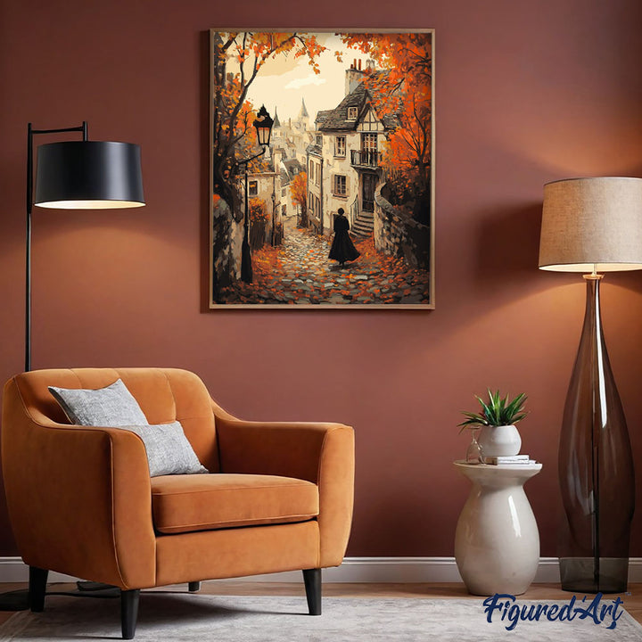 Malen nach Zahlen 40x50cm ohne Keilrahmen Figured’Art Herbstspaziergang und Altstadt - Kidis Art