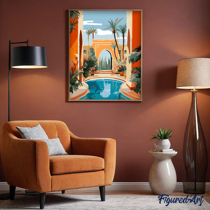 Malen nach Zahlen 40x50cm ohne Keilrahmen Figured’Art Luxuriöse marokkanische Villa - Kidis Art