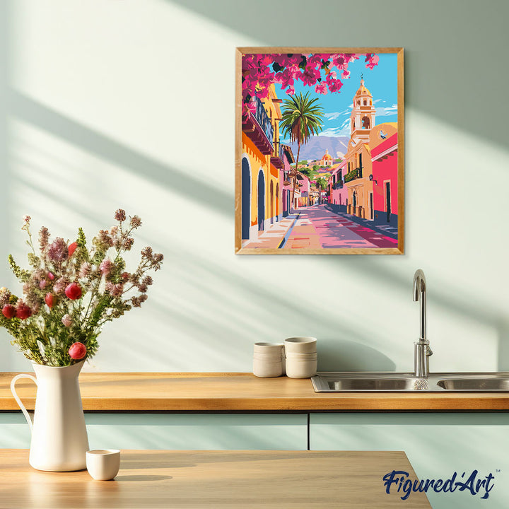 Malen nach Zahlen 40x50cm auf Keilrahmen gespannt Figured’Art Belebte Straße in der Altstadt - Kidis Art