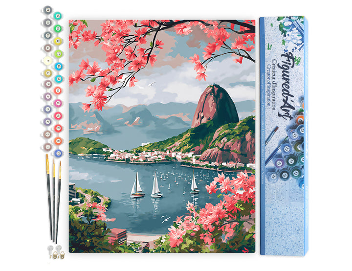 Malen nach Zahlen 40x50cm ohne Keilrahmen Figured’Art Hafen von Rio de Janeiro - Kidis Art