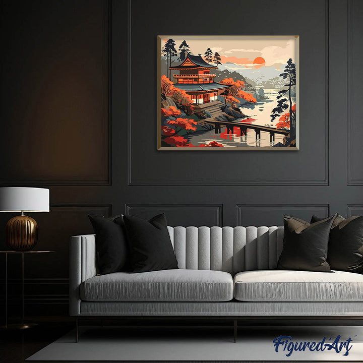 Malen nach Zahlen 40x50cm ohne Keilrahmen Figured’Art Vintage-Blick auf die Pagode - Kidis Art