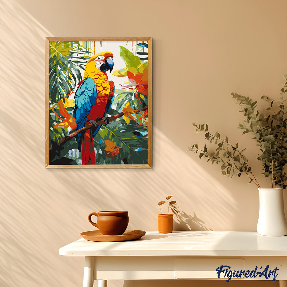 Malen nach Zahlen 40x50cm ohne Keilrahmen Figured’Art Tropischer Ara - Kidis Art