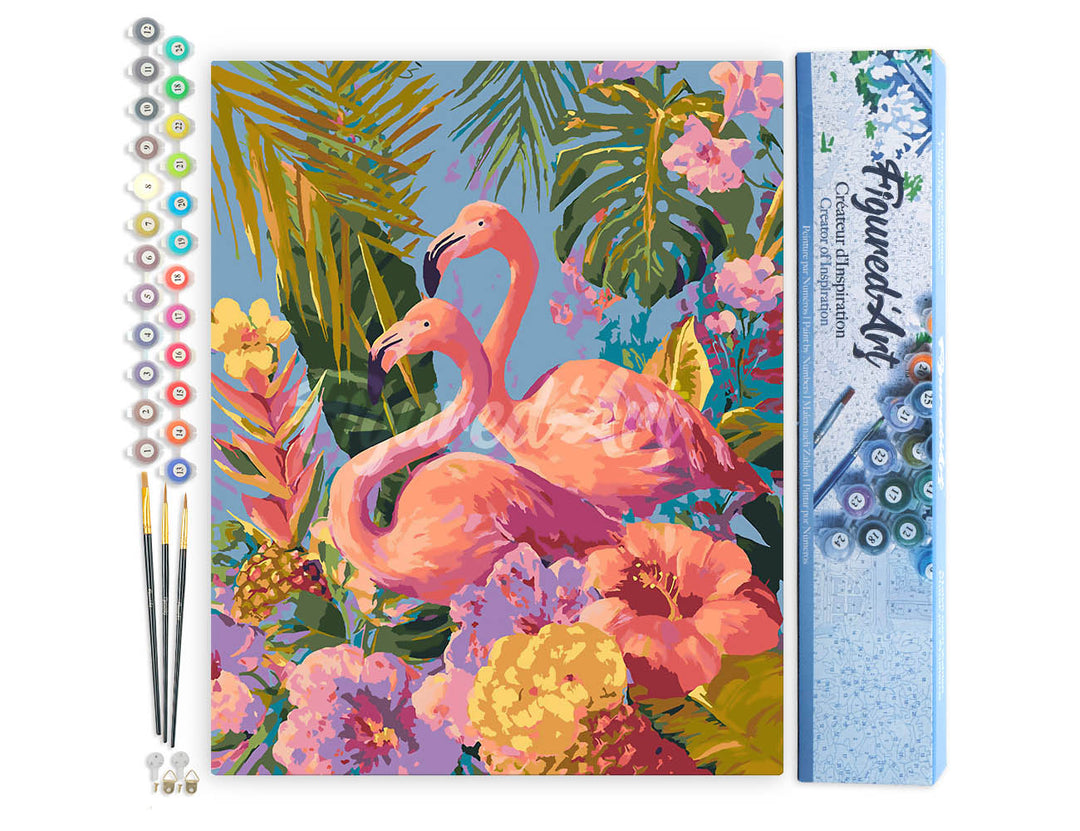 Malen nach Zahlen 40x50cm ohne Keilrahmen Figured’Art Zwillingsflamingos - Kidis Art