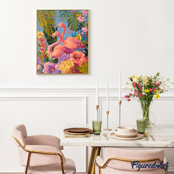 Malen nach Zahlen 40x50cm ohne Keilrahmen Figured’Art Zwillingsflamingos - Kidis Art