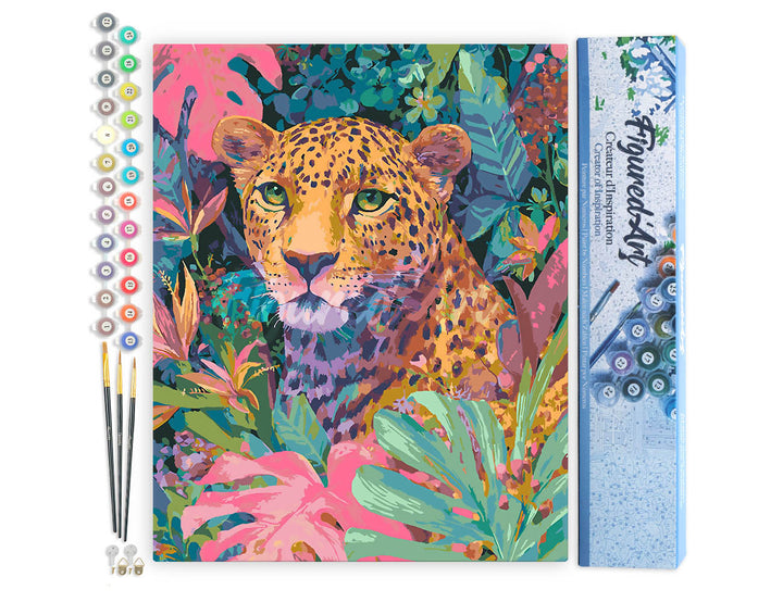 Malen nach Zahlen 40x50cm ohne Keilrahmen Figured’Art Tropischer Leopard - Kidis Art