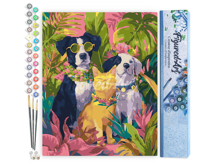 Malen nach Zahlen 40x50cm ohne Keilrahmen Figured’Art Tier-Trio in den Tropen - Kidis Art