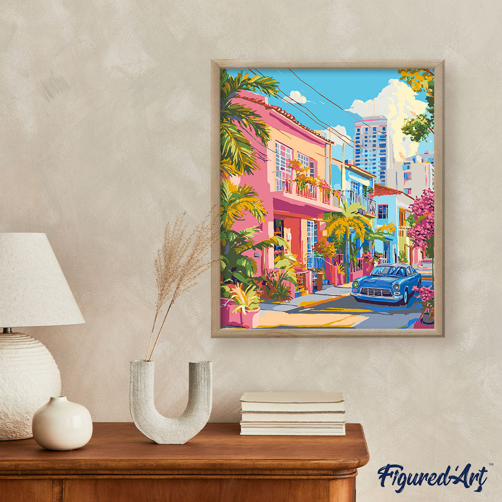 Malen nach Zahlen 40x50cm auf Keilrahmen gespannt Figured’Art Bunte Straße - Kidis Art
